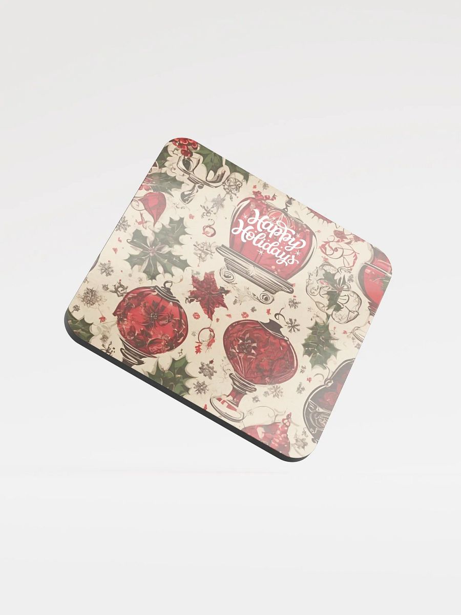 Festive Holiday Cheer Glossed Cork Coaster gift for entertainers moms colleagues friends product image (1)