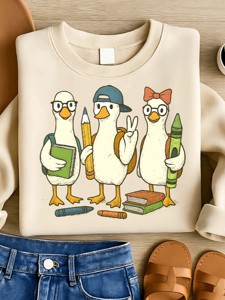 Goose Back to School Sublimation PNG – Funny School Design with Silly Goose – Cute Animal Clipart for Kids & Teachers – 300 DPI Instant Download product image (1)