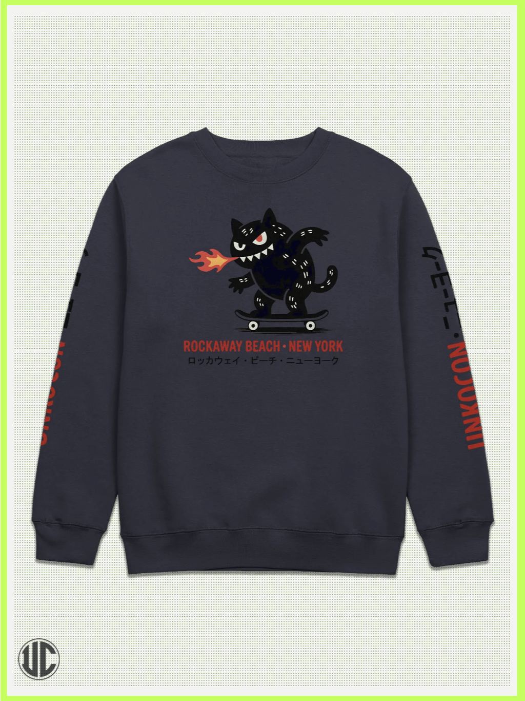 UnkoCon – Rockaway Beach NY Skater Crew Neck Sweatshirt product image (1)