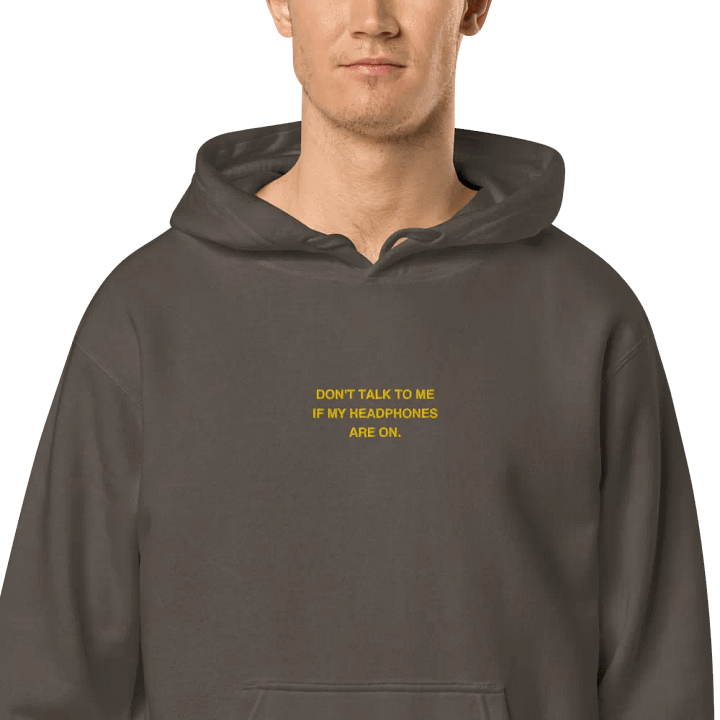HEADPHONES ON (gold) embroidered pigment hoodie product image (2)