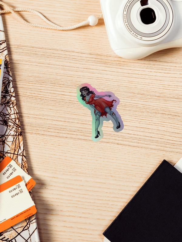 V1 Zombie Pinup Kiss Cut Holographic Sticker product image (2)