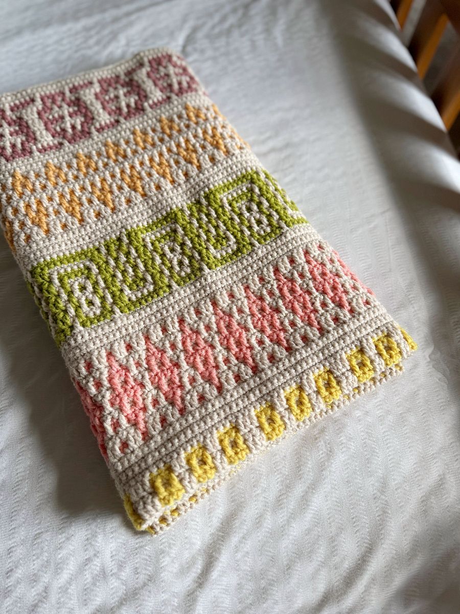 CROCHET PATTERN & VIDEO - Wildflower Inset Mosaic Crochet Blanket product image (10)