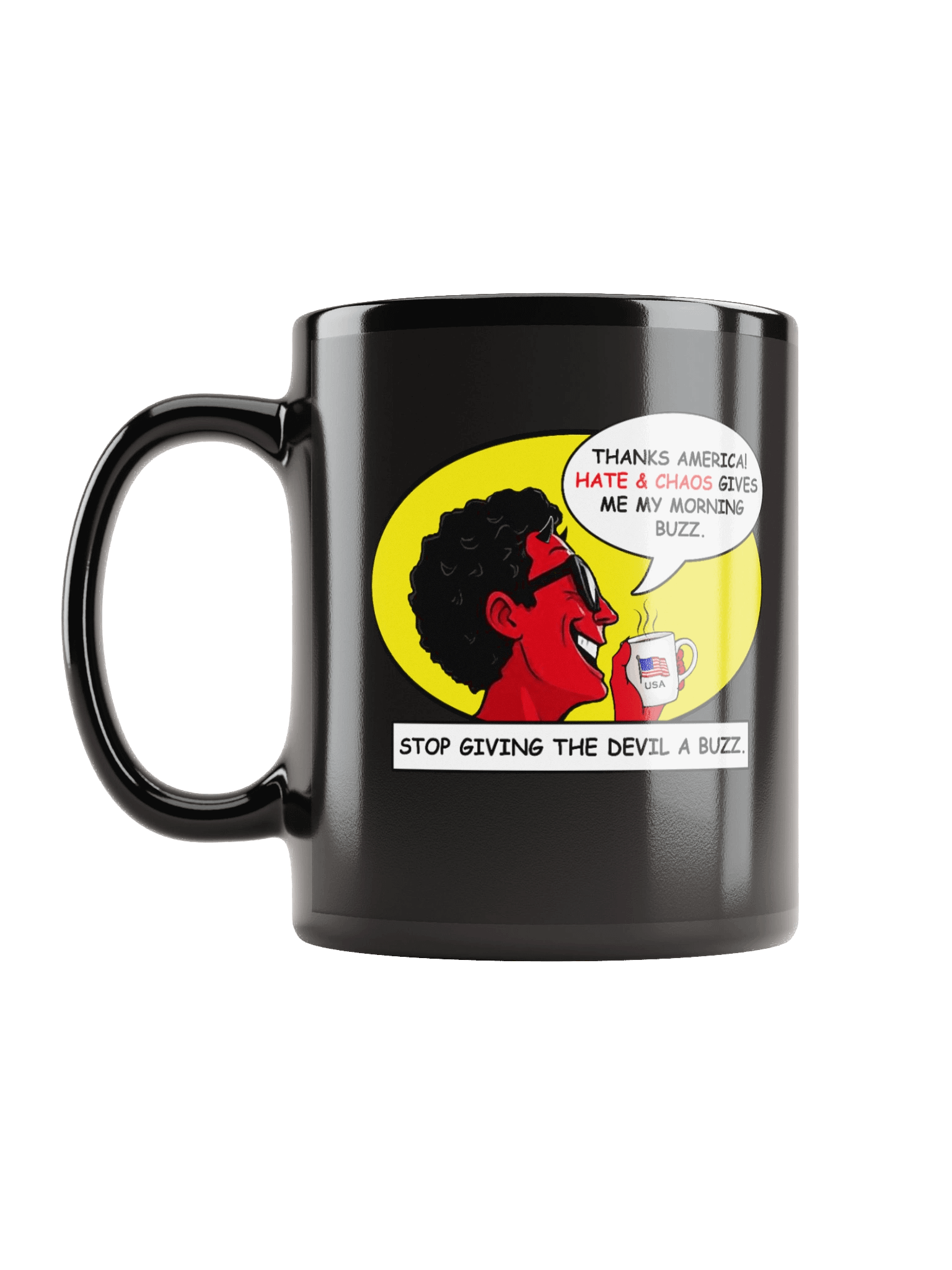 America Stop Giving The Devil A Buzz - Black Mug product image (4)