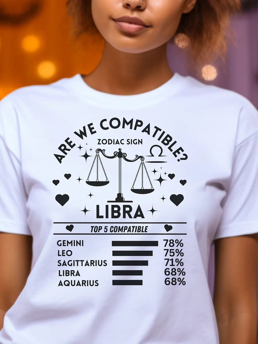 Libra Zodiac Sign Romantic Compatibility T-Shirt - Bella Canvas 3001 Unisex Staple T-Shirt - Light Colors product image (1)