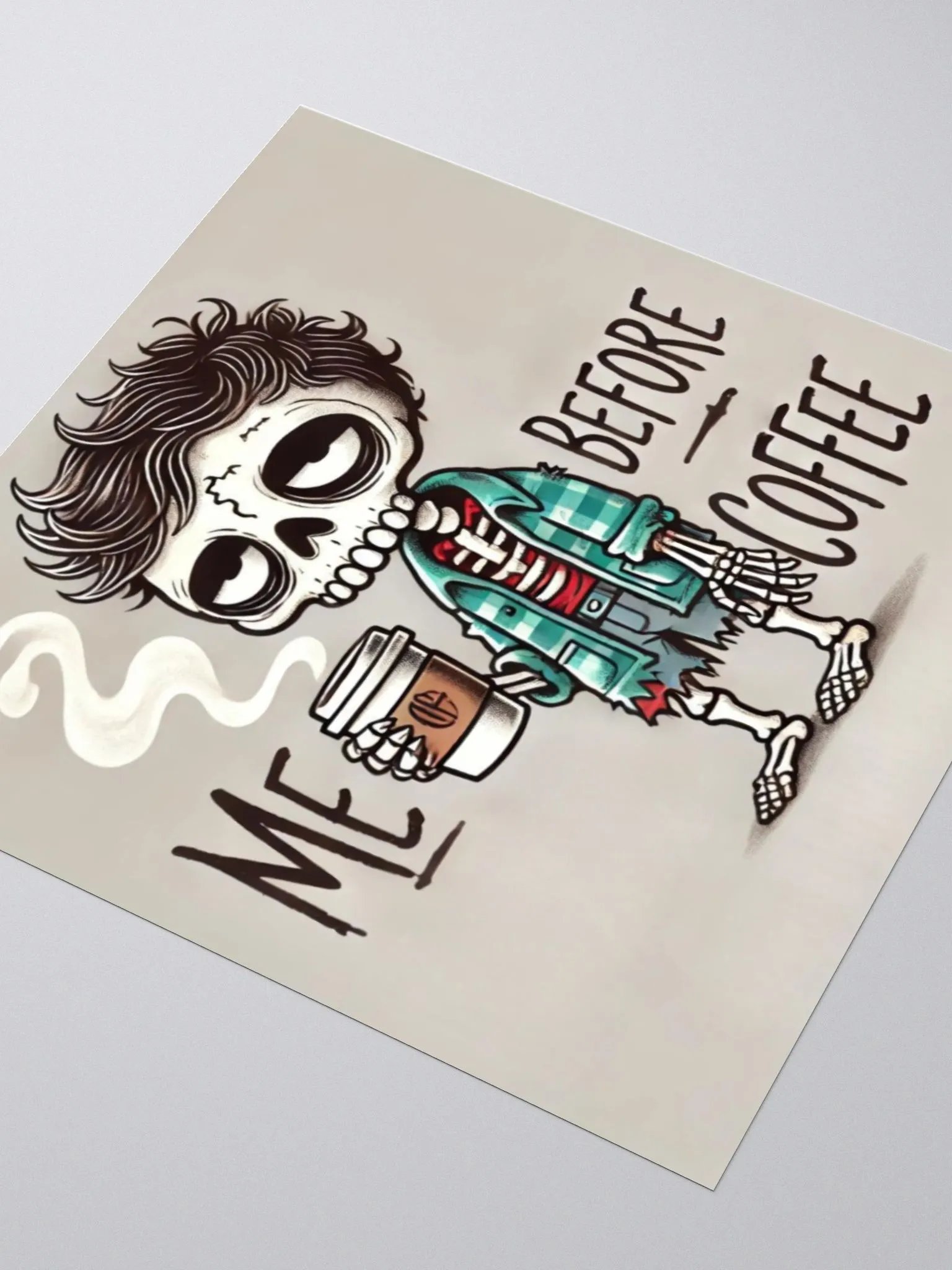Me Before Coffee - Zombie Dude Kiss-Cut Sticker product image (8)