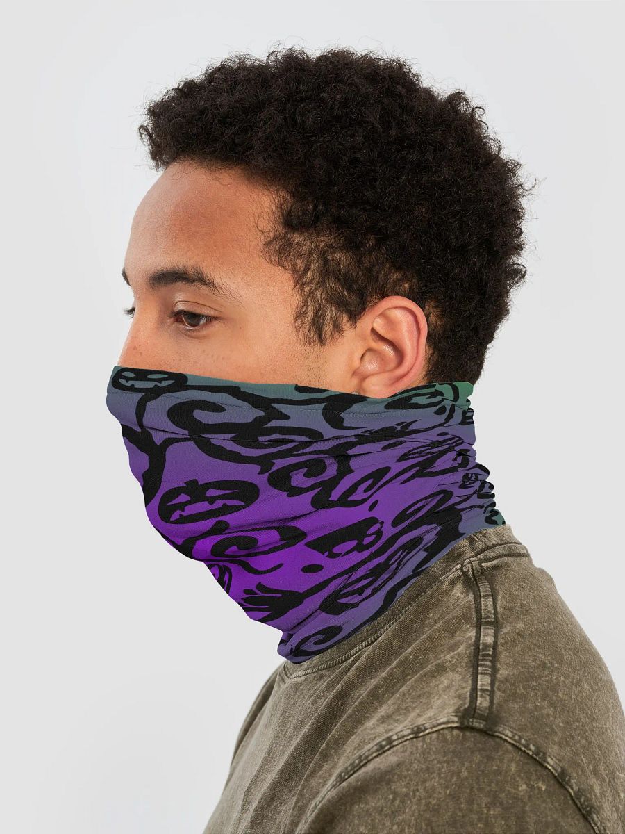Green & Purple Scary Pumpkins Skull Neck Gaiter product image (3)
