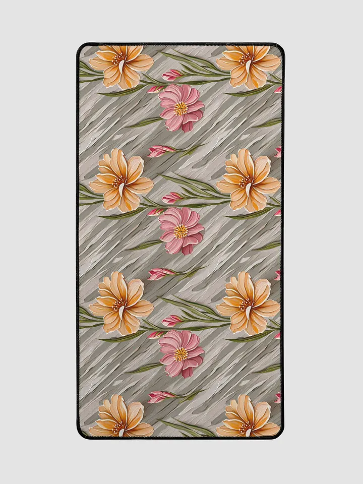 Desk Mat (31.5x15.5 inches) - Painted Flowers in Shades of Yellow and Pink product image (2)