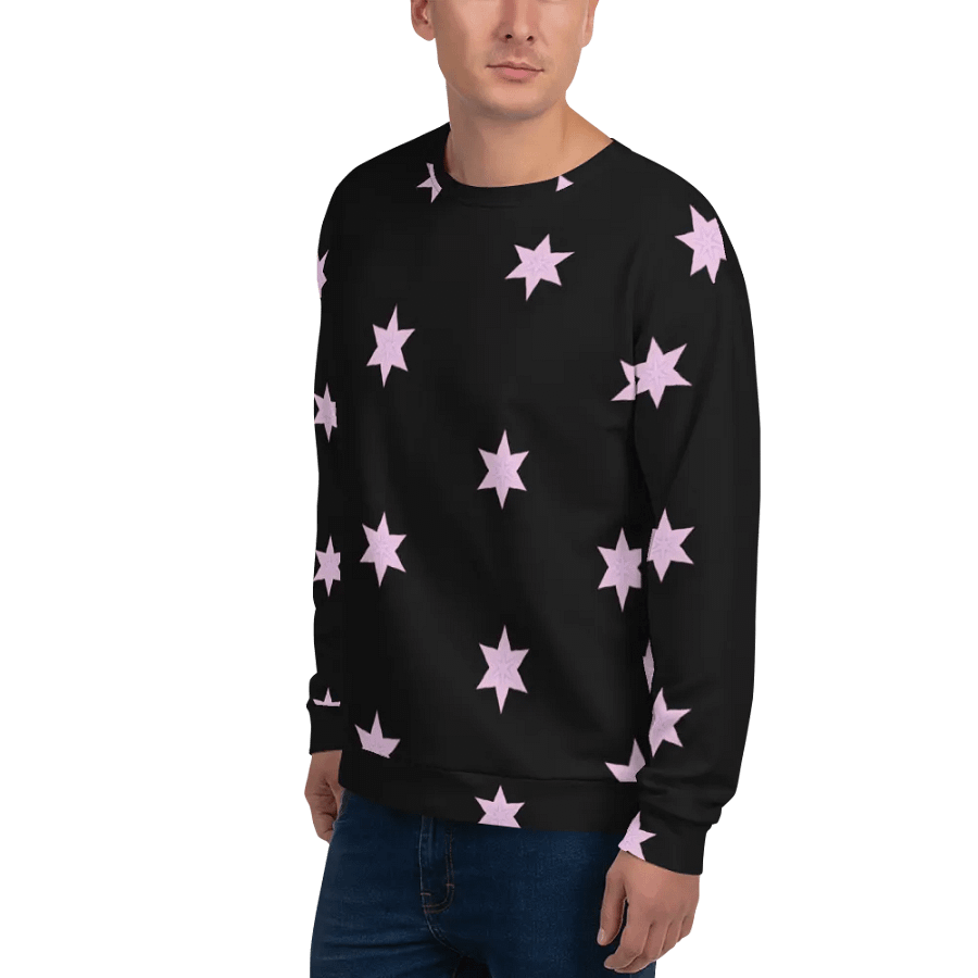 Abstract Repeating Pink Stars Unisex All Over Print Sweatshirt product image (11)