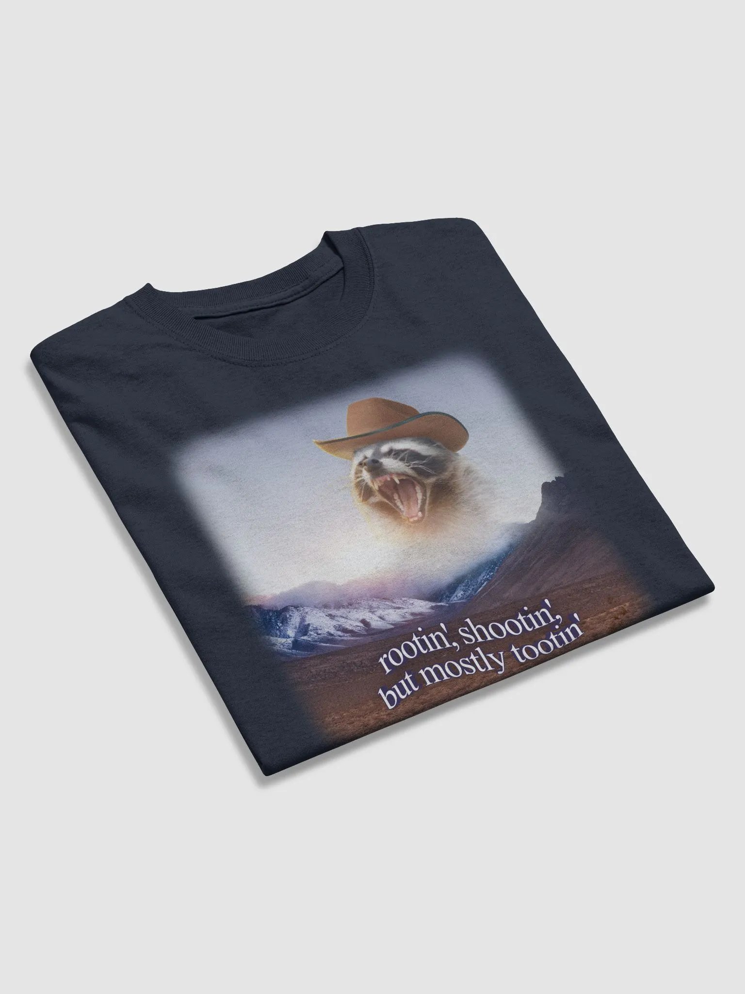 Rootin' Shootin' but mostly Tootin' raccoon cowboy T-shirt product image (4)