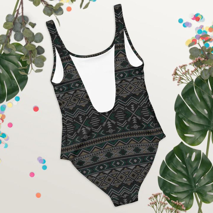Women's Slate & Teal Boho Aztec Pattern One-Piece Swimsuit product image (2)