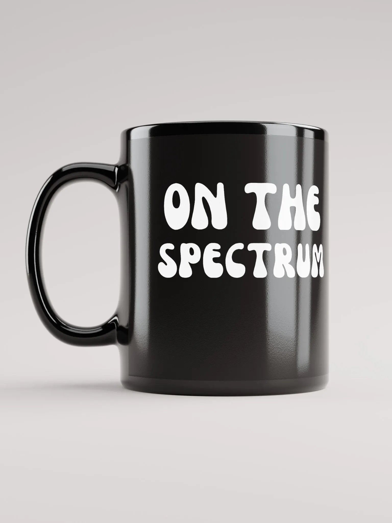 ON THE SPECTRUM (groovy white) glossy black mug product image (11)