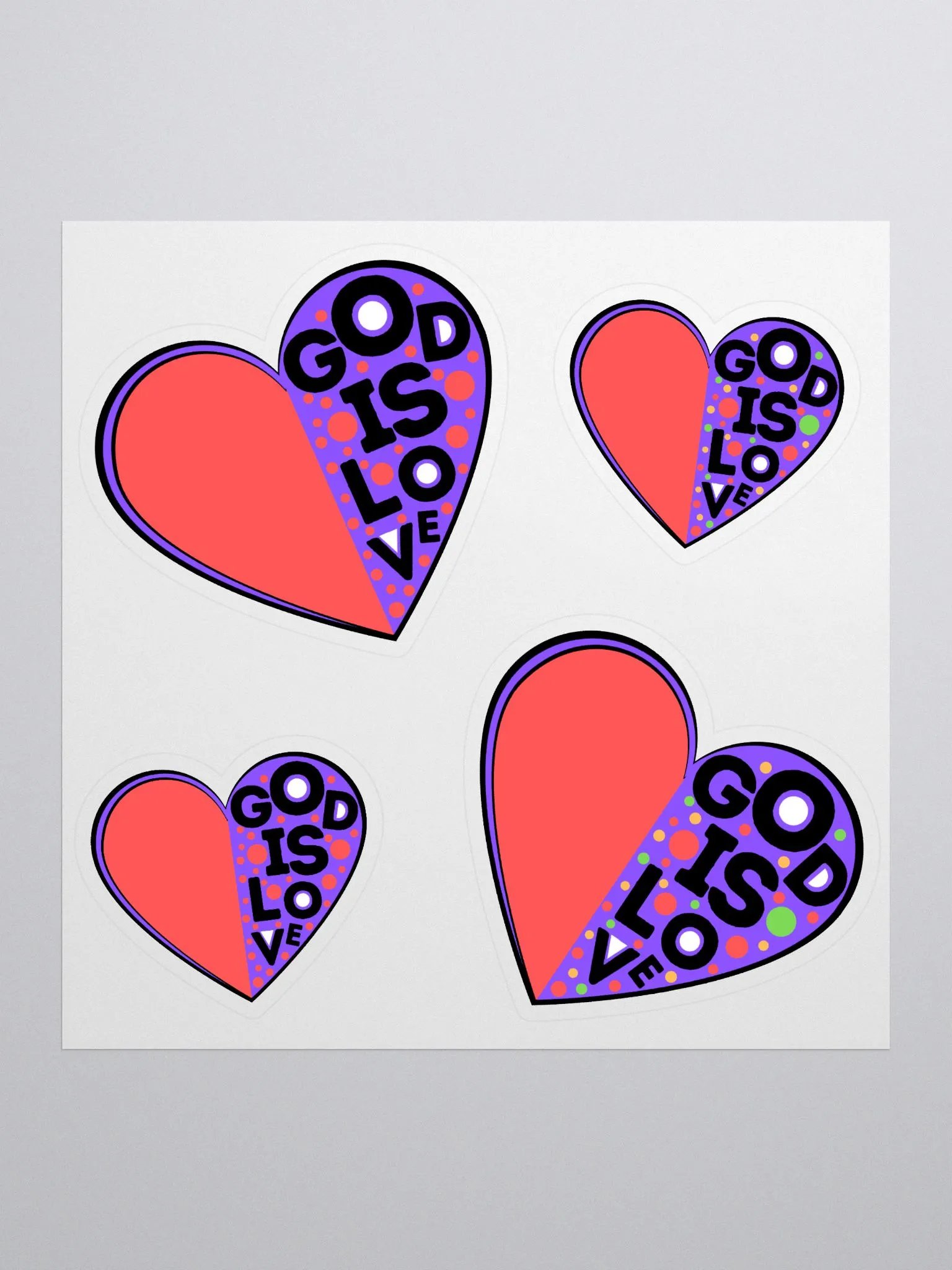 God Is Love Polka Dots Heart Sticker Sheet product image (2)