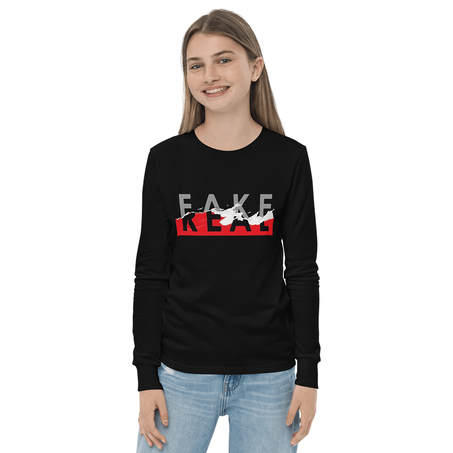 Kids Youth Long Sleeve T-Shirt Fake Real Slogan product image (2)
