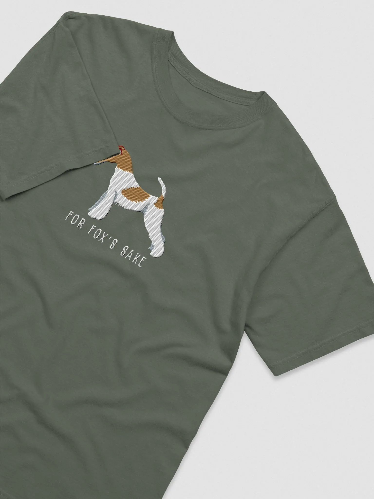 For Fox's Sake T-Shirt(Embroidered) of a Wire Fox Terrier(Brown & White) product image (6)