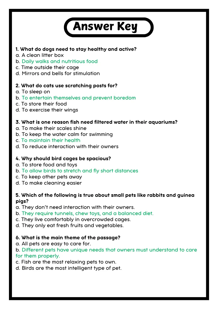 Pets Reading Comprehension (Grade 5) product image (4)
