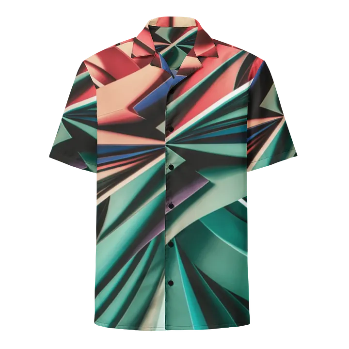 Graphic Grove Abstract Geometric Unisex Hawaiian Shirt - Vibrant Teal & Multi-Colour Design product image (1)