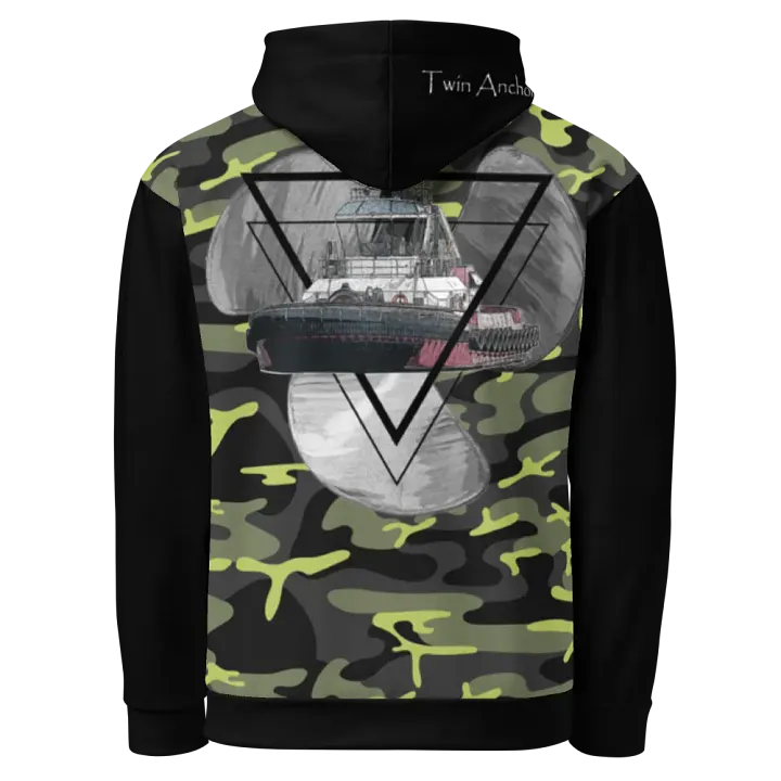black & Green Camouflage Three blade prop triangle Athena tug Hoodie product image (1)