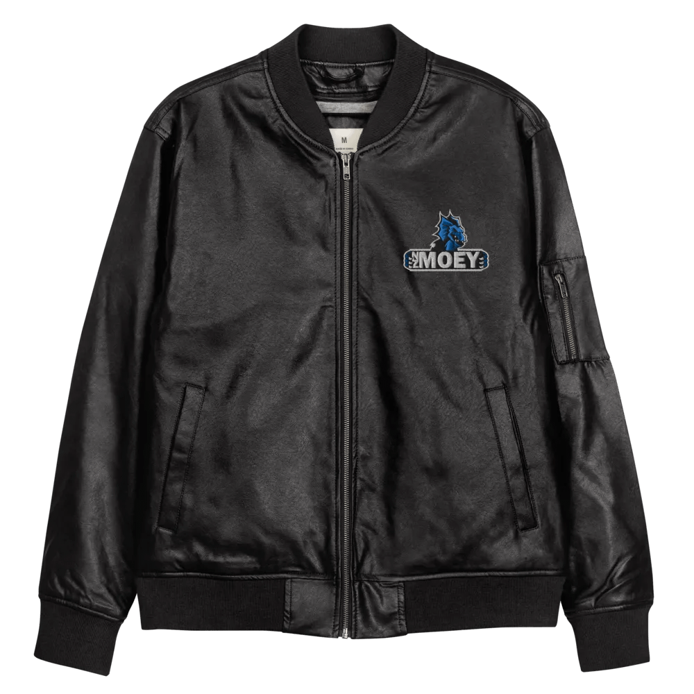 NZMOEY Logo Threadfast Apparel Faux Leather Bomber Jacket product image (10)