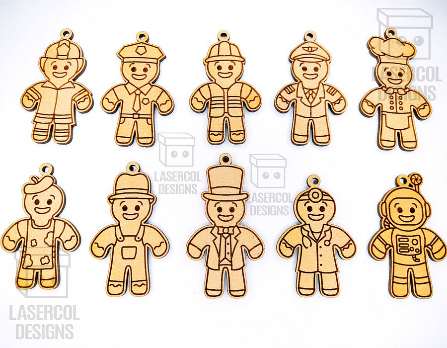 Gingerbread Cookies Christmas Ornaments Set 3 - Laser Cut Files product image (9)