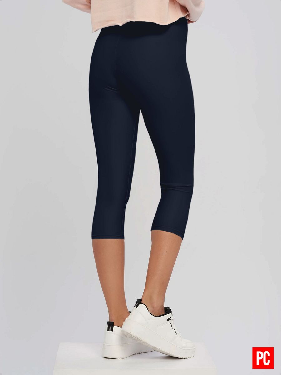 Plain Color Navy Blazer Yoga Capri Leggings product image (3)