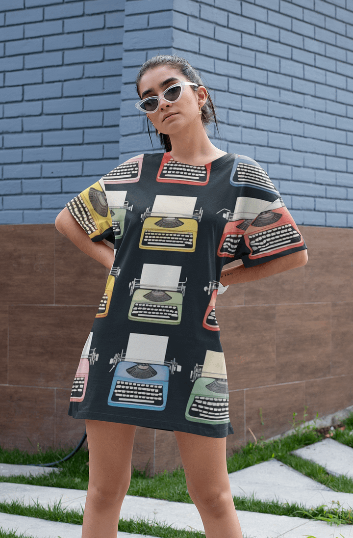 Vintage Typewriter Letter T-Shirt Dress product image (1)