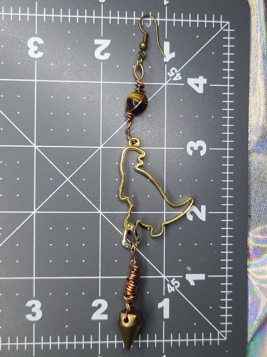 Dino Tigers Eye wire wrapped Earrings product image (5)