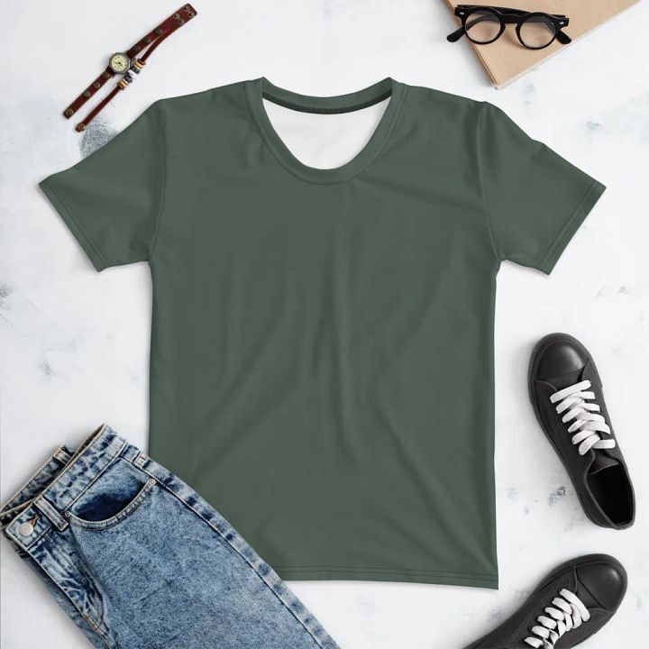 Plain Dark Sage Green Soft Summer Women's Crewneck Polyester Heavyweight Premium T-Shirt by Treasure Pie product image (1)