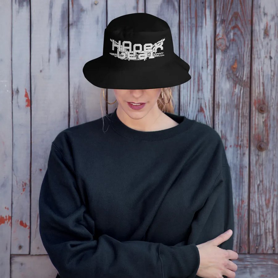 Bucket Hat - Embroidered - White HApex Gear Black Logo product image (8)