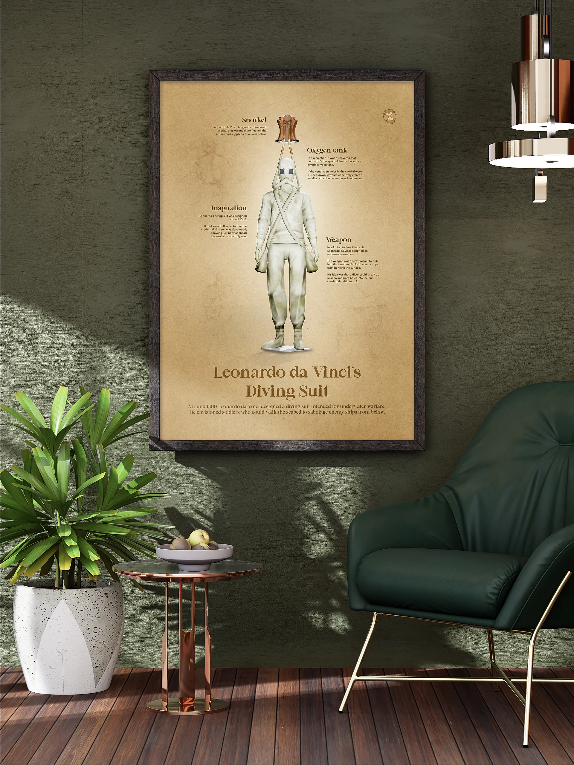 Leonardo da Vinci's Diving Suit (Framed poster) product image (1)