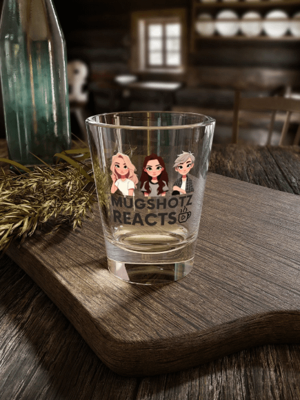 Mugshotz Reacts Shot Glass - Official Channel Merch for Fans of Stef, Ashley & Lindsay | Reaction Drinking Game Approved product image (2)
