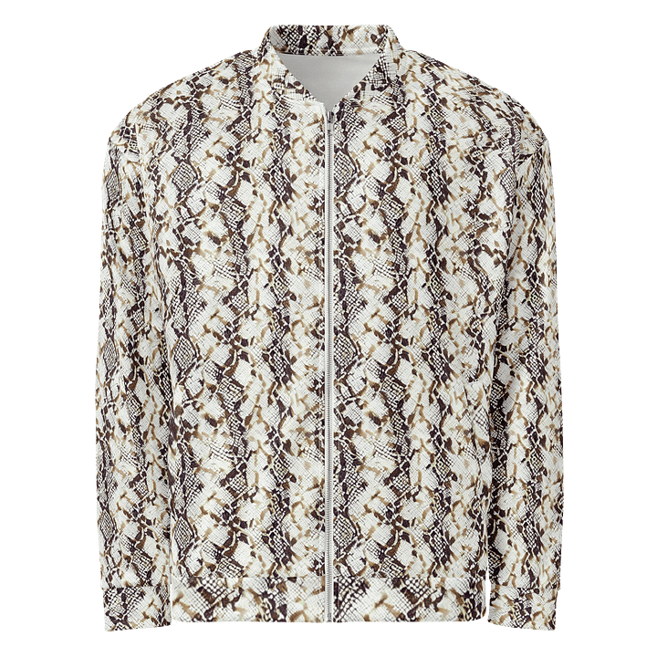 Beige Snake Skin Bomber Jacket product image (1)