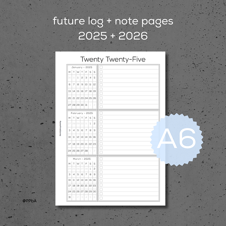 future log with note pages - A6 - 2025-26 product image (1)