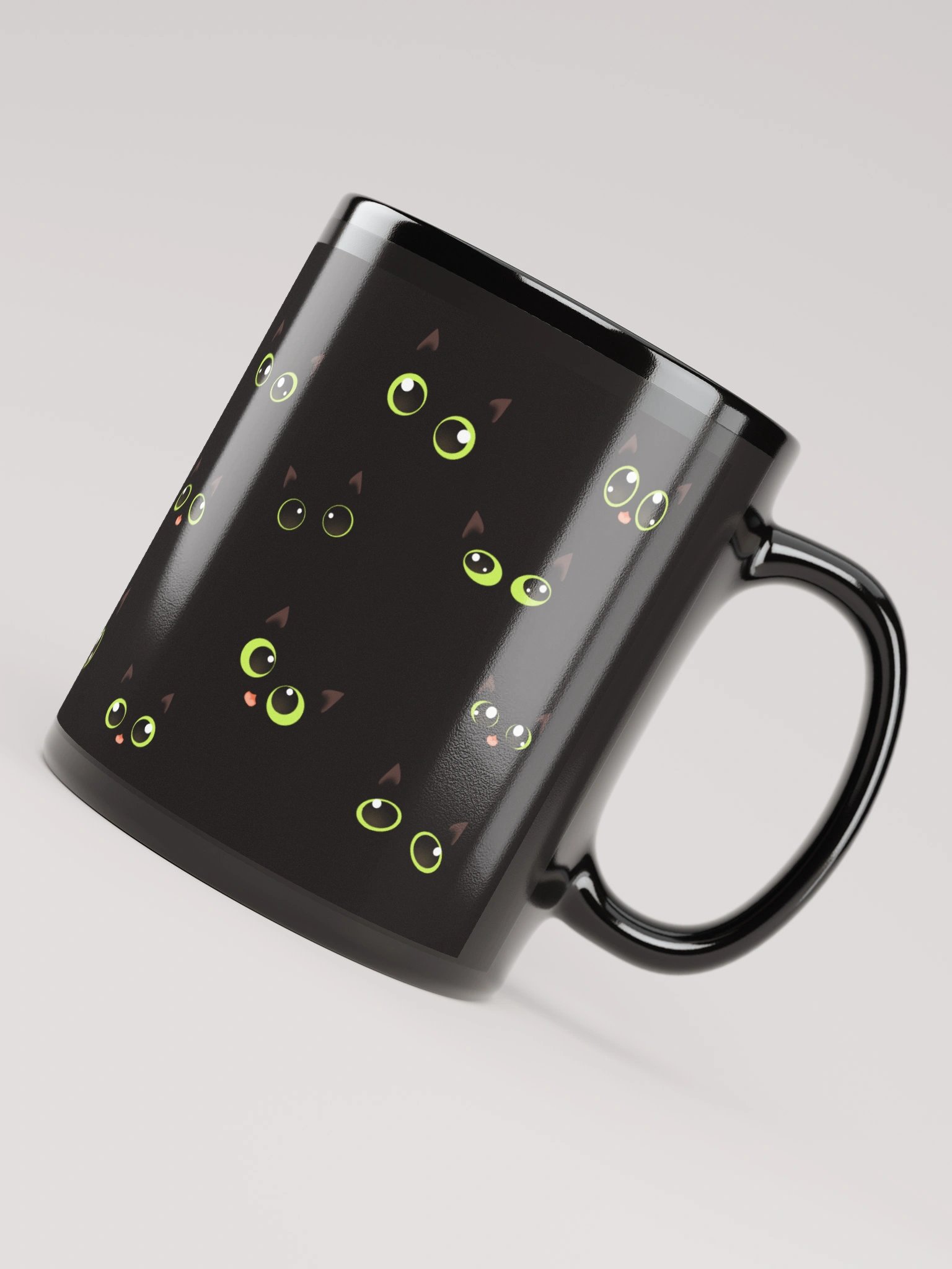 Black Cat Faces (Green Eyes) Mug product image (4)