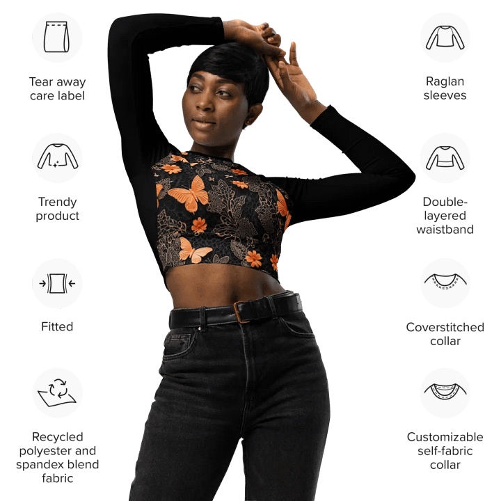 Elegant Long Sleeve Crop Top product image (2)