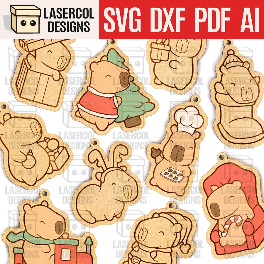 Christmas Ornaments Mega Bundle (12 Sets, +120 Ornaments) - Laser Cut Files product image (7)