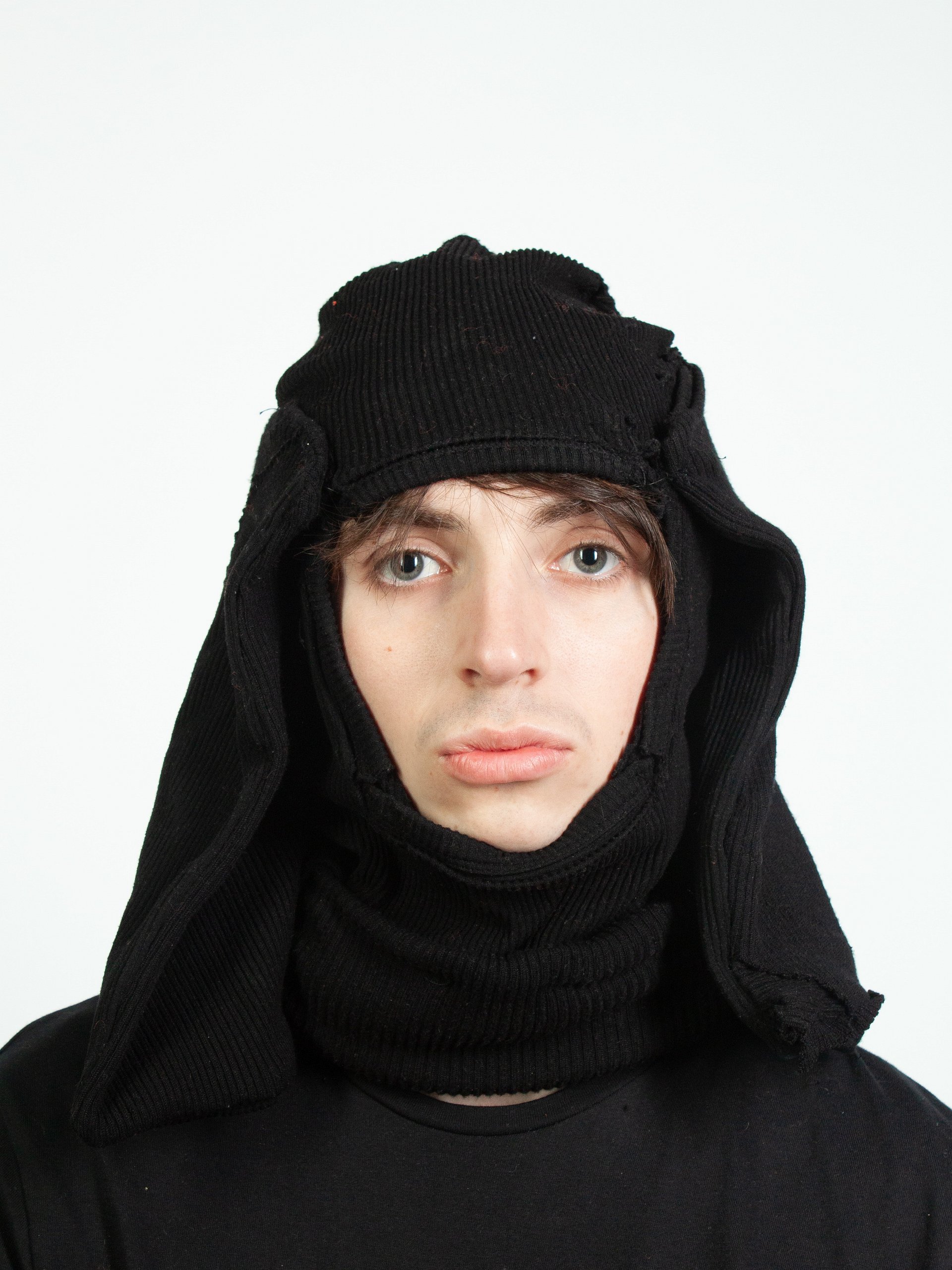 Black 'T-Clava' Ribbed Knit Balaclava product image (1)