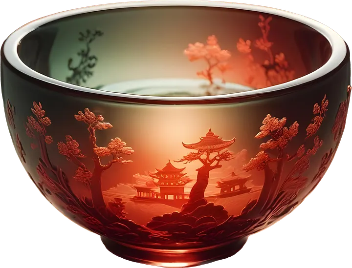 Chinese Art – Glass Bowl with Traditional Asian Decor PNG product image (1)
