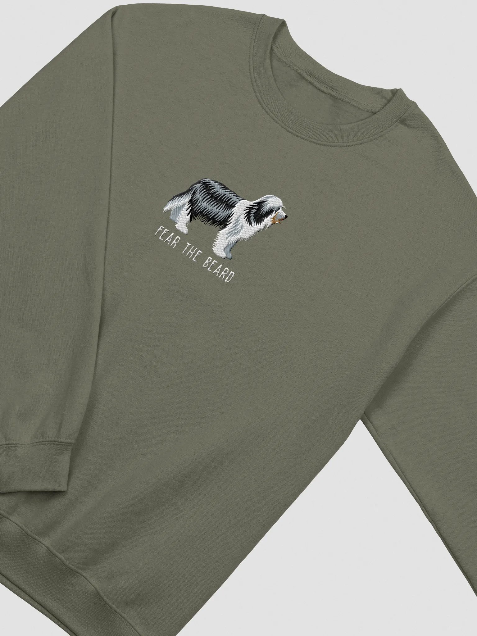 Fear the Beard Sweatshirt (Embroidered) of a Bearded Collie product image (6)
