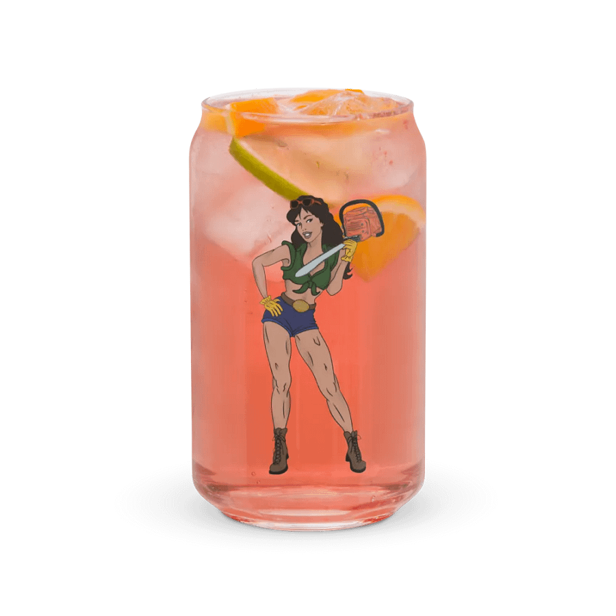 Brunette Chainsaw Betty Pinup Glass product image (6)