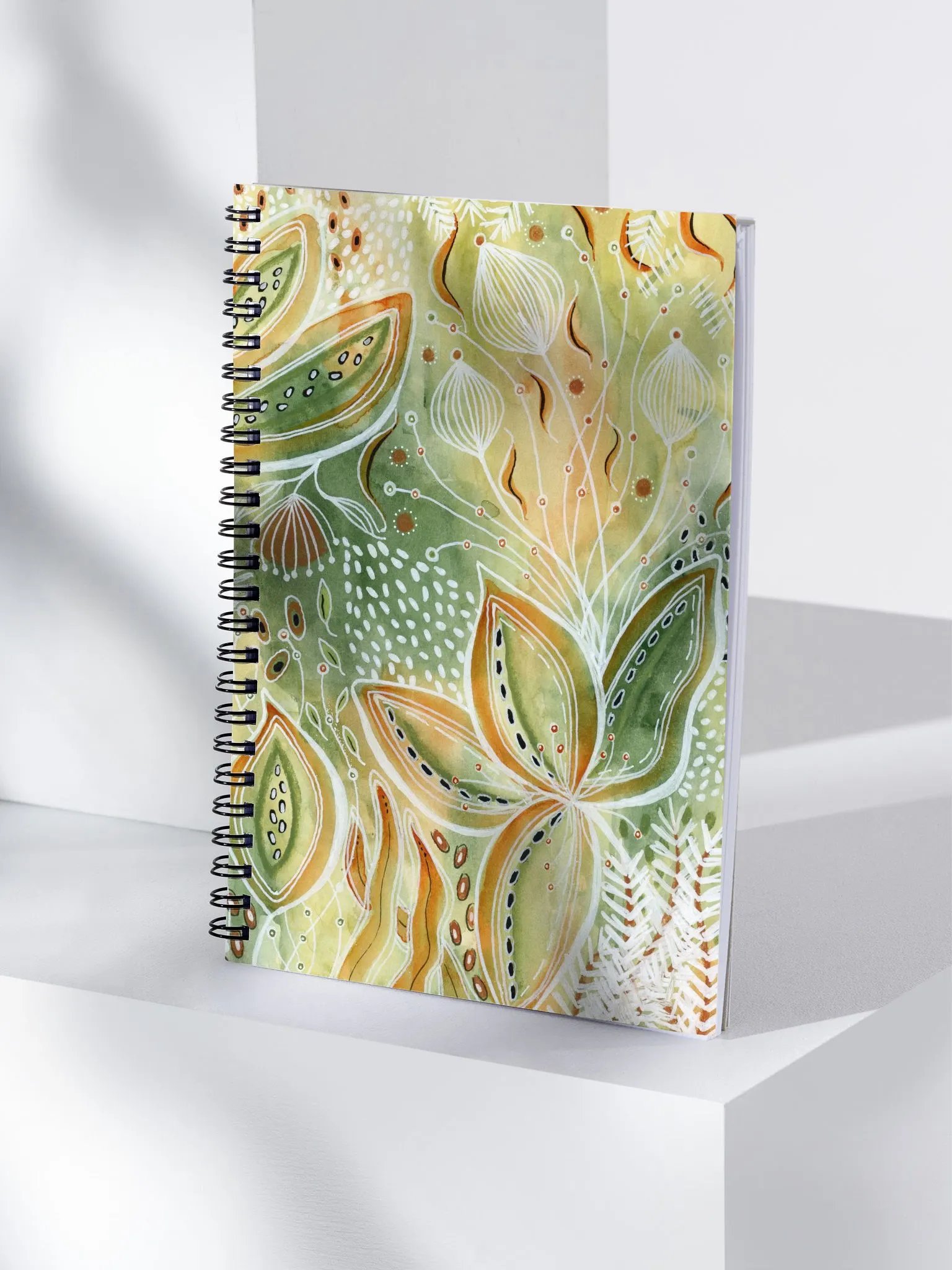 Watercolor & Ink Notebook in Soft Greens and Burnt Sienna product image (4)
