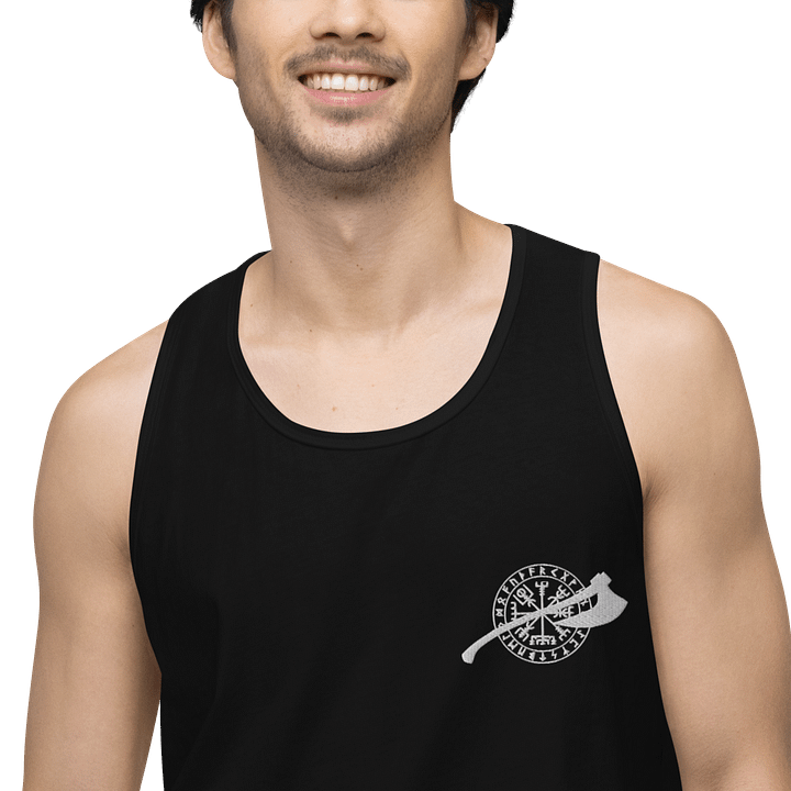 VEGVISIR & AXE - Tank Top Men White Embroidery product image (1)
