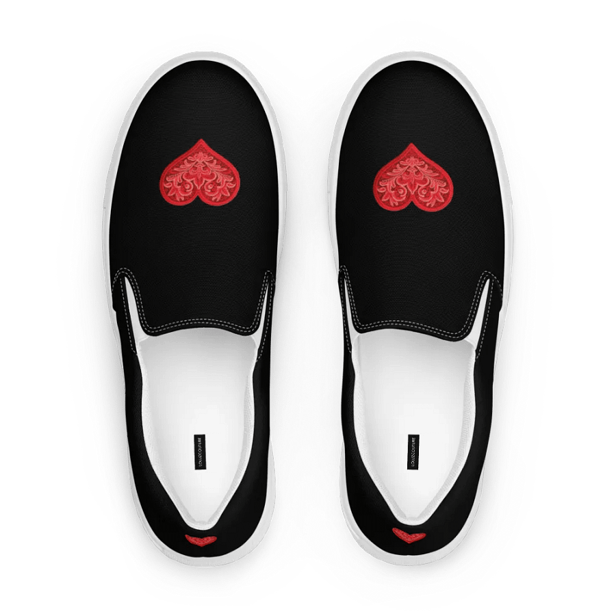 Red Heart Black Canvas Women's Slip-On Shoes product image (8)