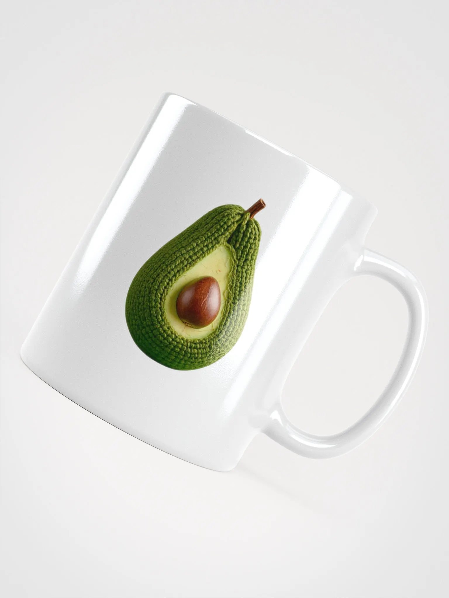CozyAvocado White Glossy Mug Crochet Avocado #1 product image (4)
