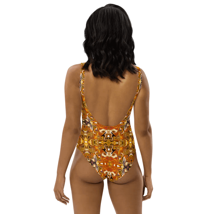 Symmetrical Splendor Brown African Inspired Design Swimsuit product image (2)