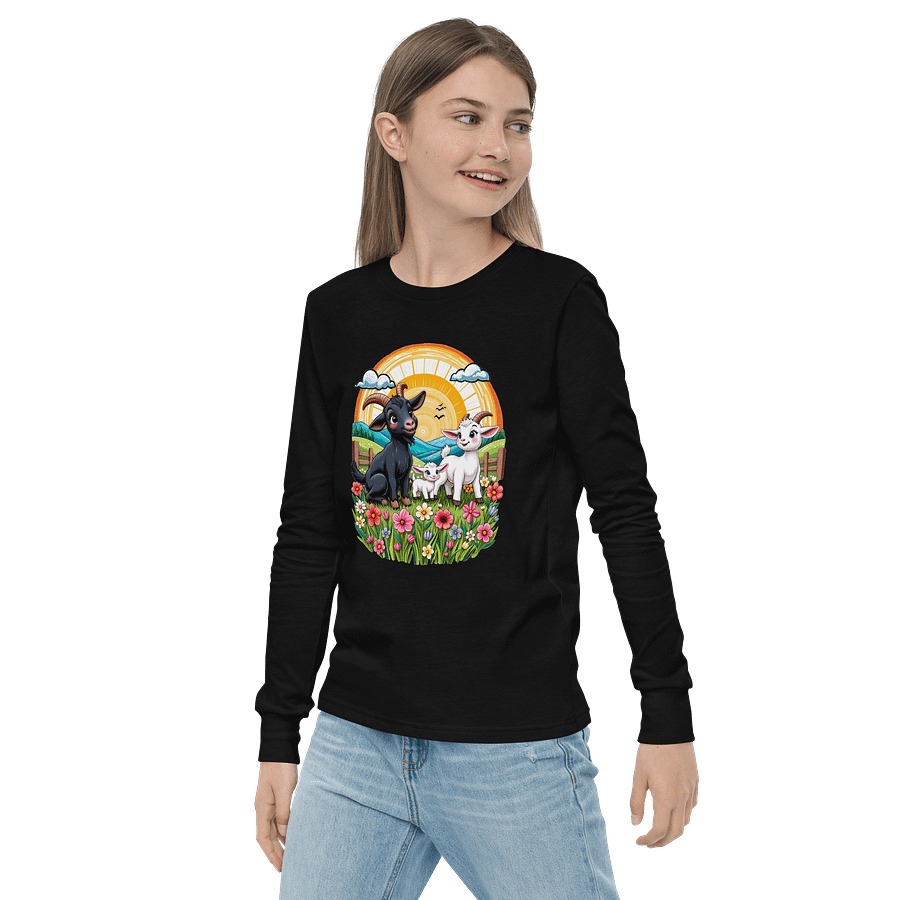 Whimsical Meadow Goats Youth Long Sleeve Tee product image (3)
