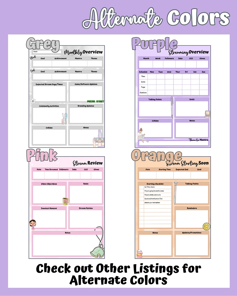 Purple Streaming Planner Printable product image (5)
