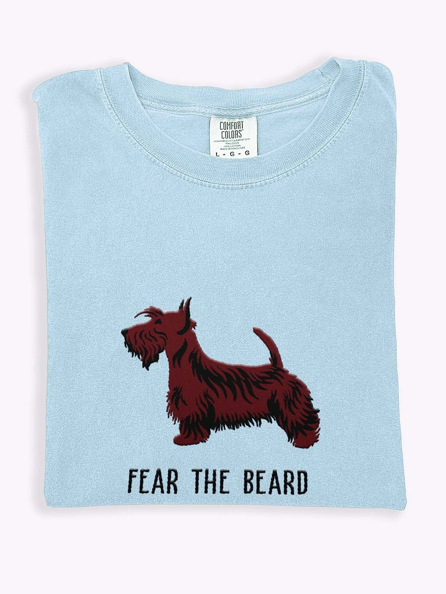 Fear the Beard T-Shirt(Embroidered) of a Scottish Terrier(Brown) product image (1)