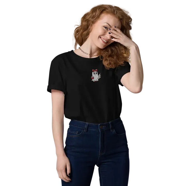 Stylish Ghost Embroidered Organic Cotton Regular Fit T-Shirt product image (2)