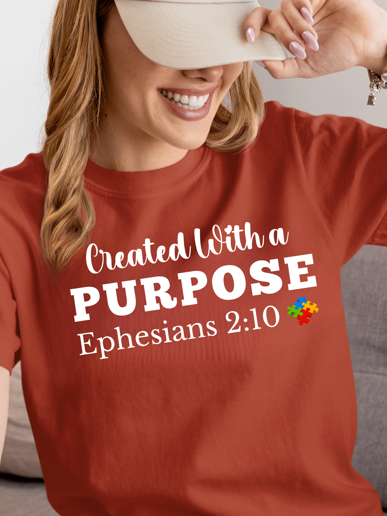 Created With A Purpose : Comfort Colors T-shirt | Christian Faith | Autism Acceptance I Gift To Mom, Dad, Child With Autism product image (1)