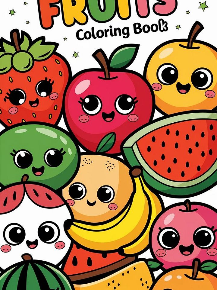 Kawaai Fruits-14 Coloring Pages for Kids to Enjoy product image (1)